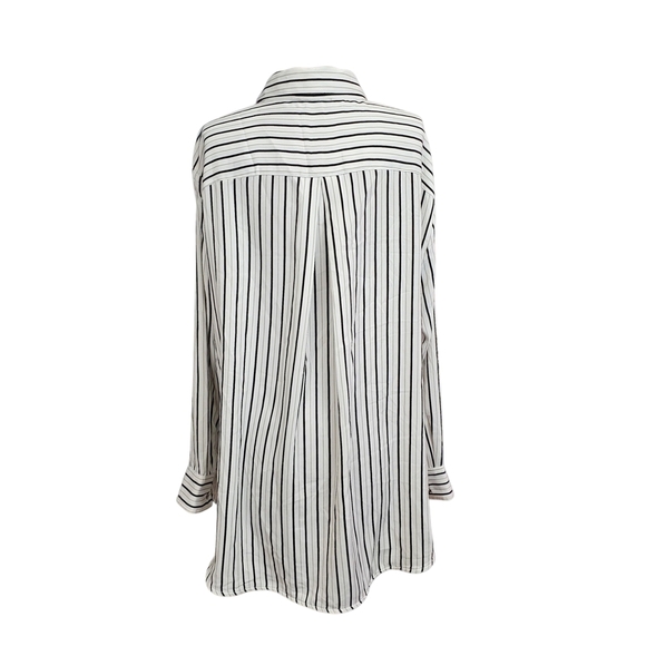 Rachel Zoe Striped Oversized Loose Fit Pin Stiped Womens Long Sleeve Blouse Top - Picture 3 of 10